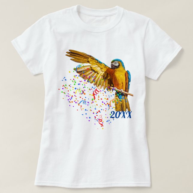 Camiseta Arara Azul e Amarela Joga Confete (Frente do Design)
