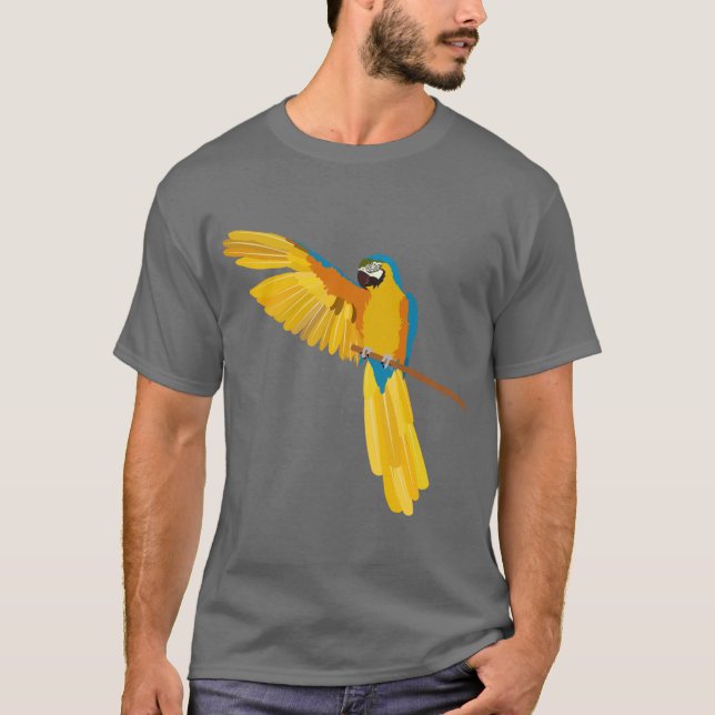 Camiseta Arara azul e dourada (Frente)