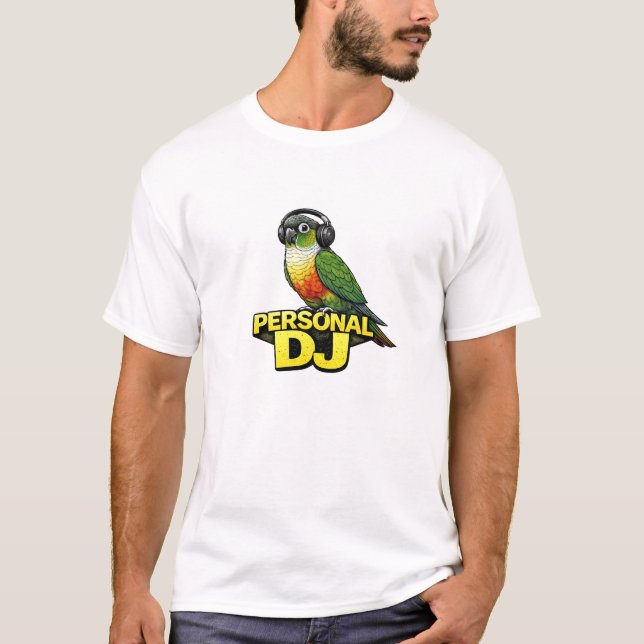 Camiseta Arara Conure de Bochecha Verde DJ Pessoal (Frente)