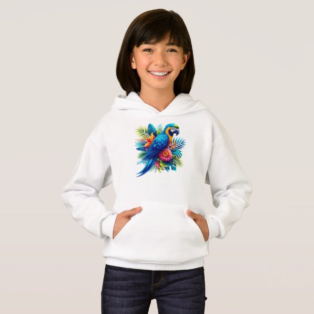 Camiseta Arara tropical azul-colorida (Frente Completa)