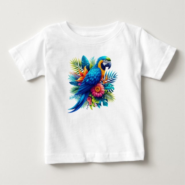 Camiseta Arara tropical azul-colorida (Frente)