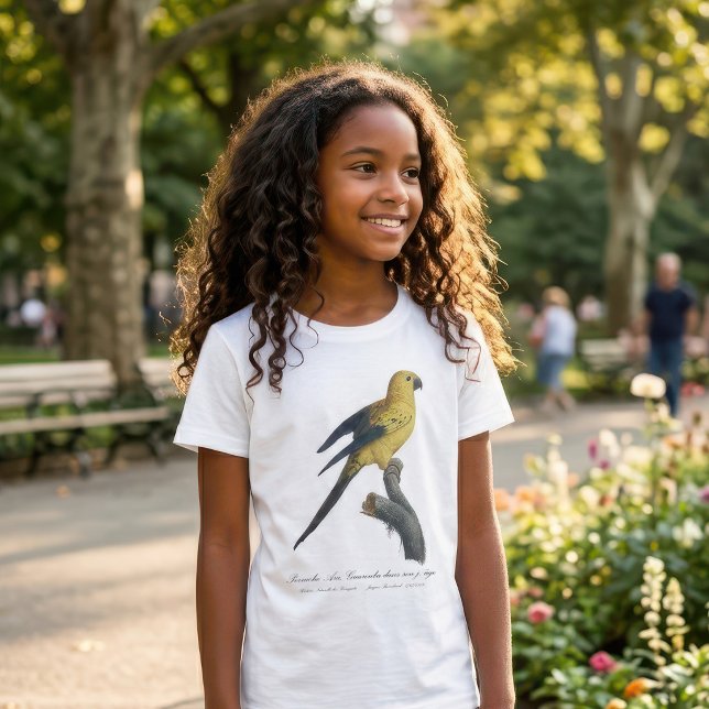 Camiseta Aratinga-solsticial ou Jandaia-solsticial Aratinga (Guarouba dans sons jeune age / Sun parakeet. Girl Basic White T-Shirt )