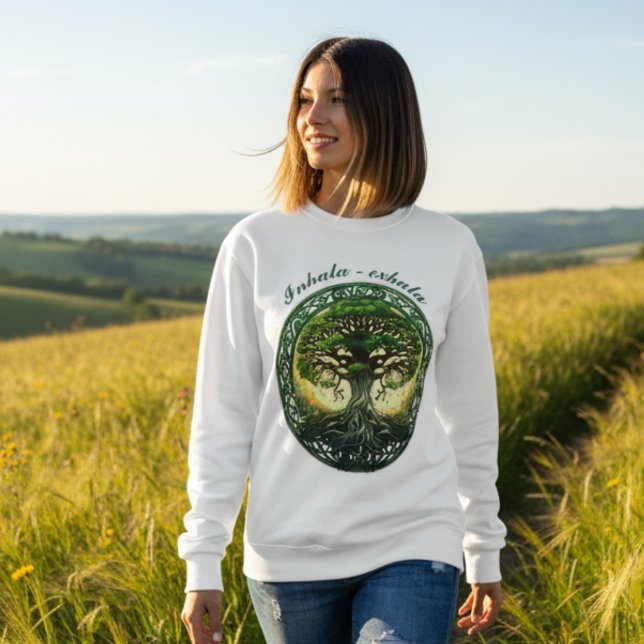 Camiseta Árbol de la Vida Celta, Inhala - Exhala (Inhala Exhala un regalo para ella que ama la libertad, meditación, yoga, reiki)