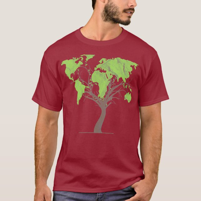 Camiseta Arborist Gardener Tree World Map Gift Gardening (Frente)