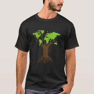 Camiseta Arborista Jardineiro Árvore Mapa Mundial Natureza