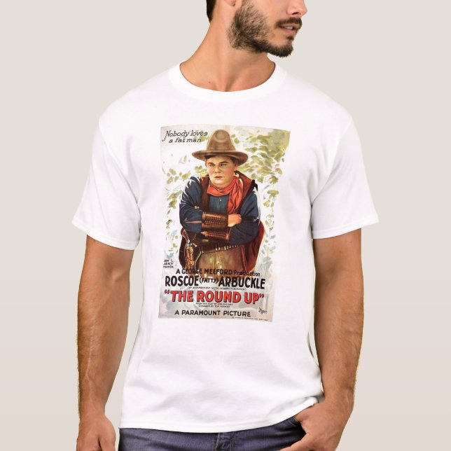 Camiseta Arbuckle gordo o círculo acima do filme silencioso (Frente)