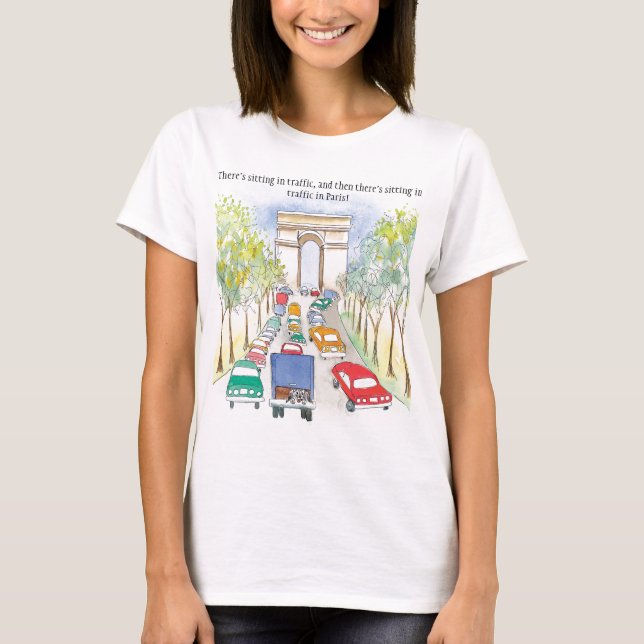Camiseta Arc de Triomphe Paris Whimsical Watercolor Sketch (Frente)