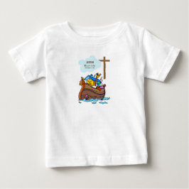 Camiseta Arca de Noah, Batismo Menino, Animais Bons Persona