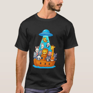 Camiseta Arca de Noé Abdução de Animais Engraçados Feixe OV