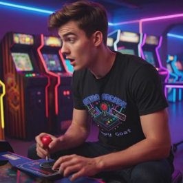 Camiseta Arcade Retro dos Anos 80 Personalizável para Gamer