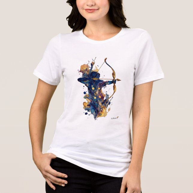 Camiseta Archer Abstrato | Arte de Ação com Tinta Fluida em (Frente)