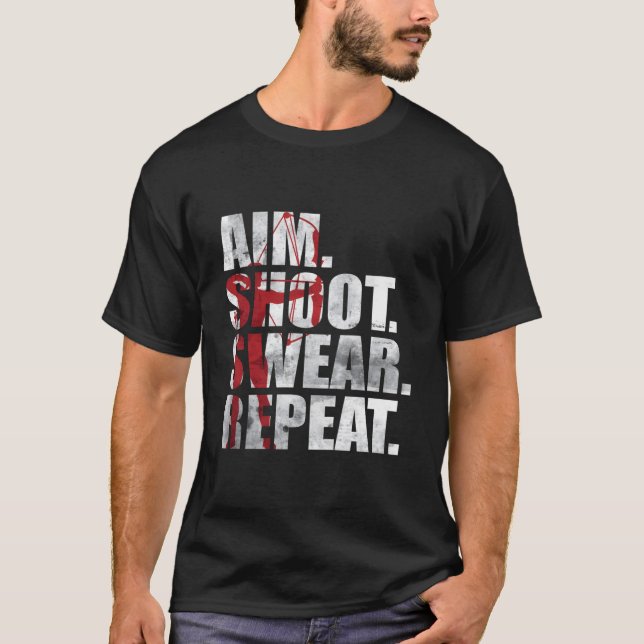 Camiseta Archer Bowhunting Aim Shoot Swear Repetir Archery (Frente)