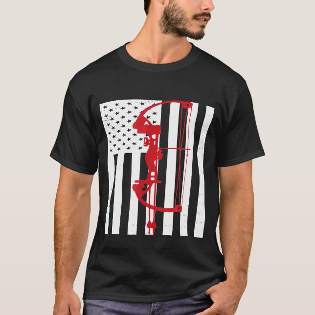 Camiseta Archery American Flag Usa Patriotic Bow Arrows Arc (Frente)
