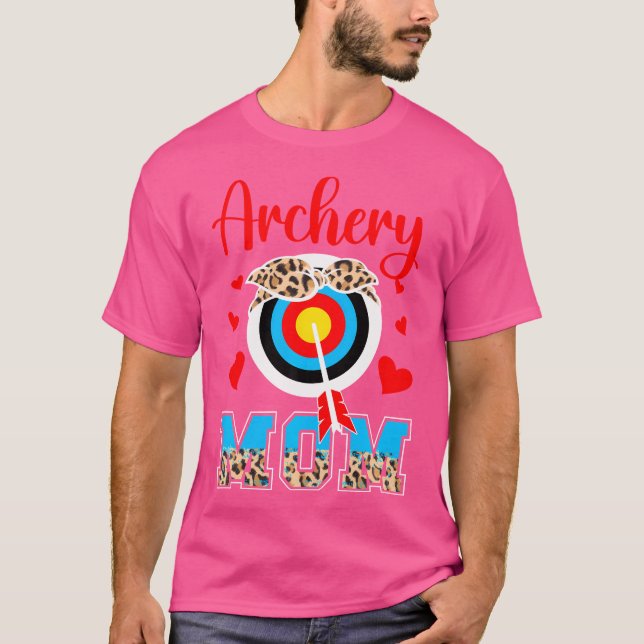 Camiseta Archery Mãe Leopard Mãe De Um Arqueiro Mãe (Frente)