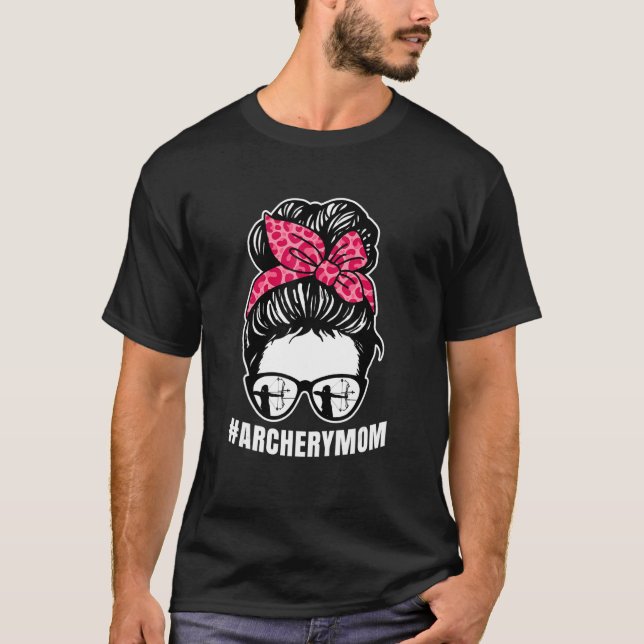 Camiseta Archery Mom Messy Bun Proud Parent Bow Arrow (Frente)