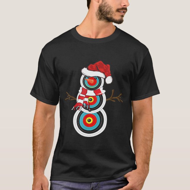 Camiseta Archery Player Xmas Snowman Archery Natal (Frente)