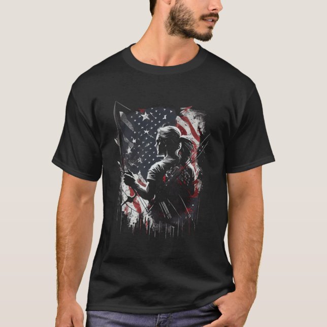 Camiseta Archery US Flag Women Graphic Tees Men Women Boys  (Frente)