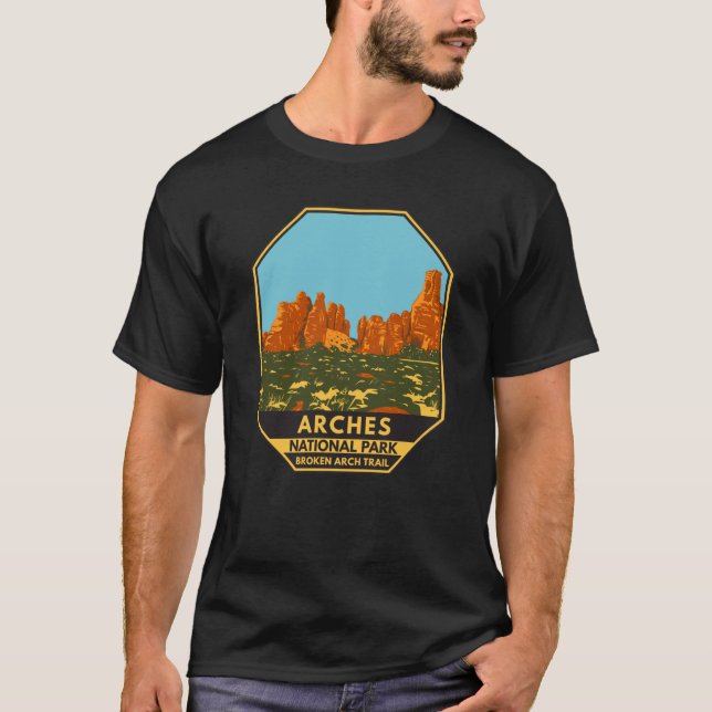 Camiseta Arches National Park Utah Broken Arch Trail Retro (Frente)