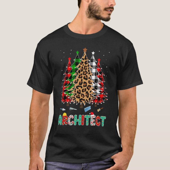 Camiseta Architect Leopard Red White Green Plaid Christmas  (Frente)