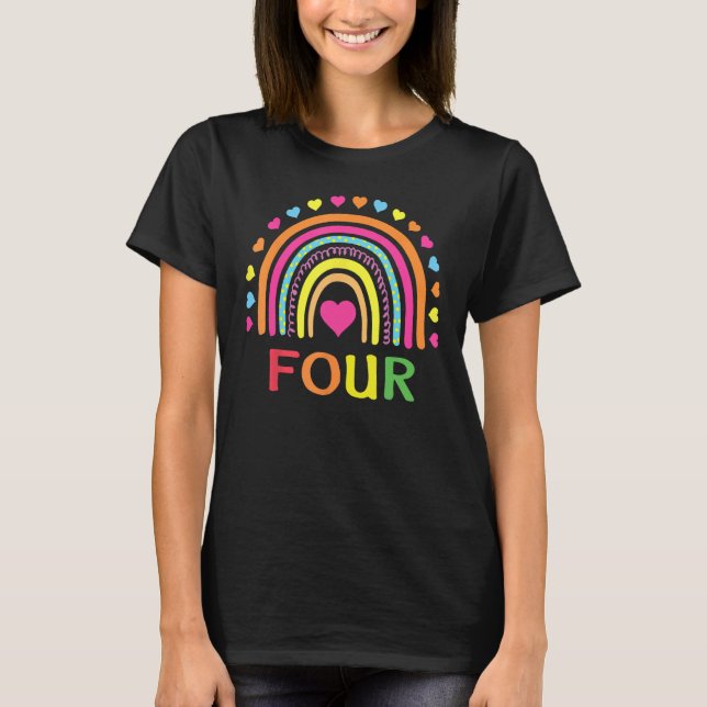 Camiseta Arco Arco-Íris, 4.º Aniversário Presente Para Rapa (Frente)