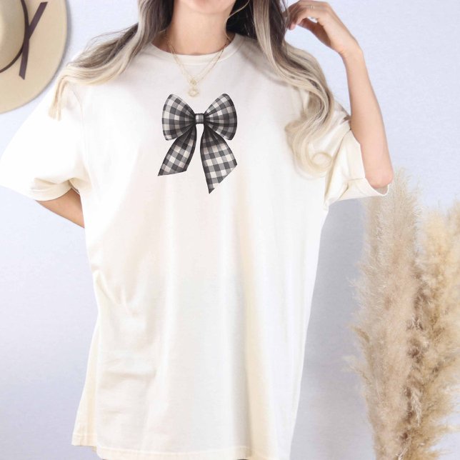 Camiseta Arco branco e preto sobredimensionado (Black and White Gingham Checked tee)
