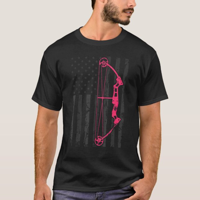 Camiseta Arco Composto de Arqueação de Bandeiras Americanas (Frente)