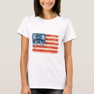 Camiseta Arco Coquette American Flag Watercolor 4 de julho