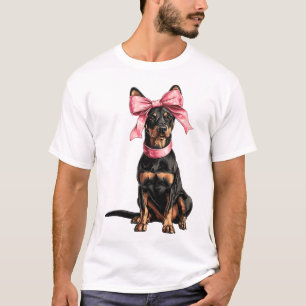 Camiseta Arco Coquette Doberman Mãe de Cachorro Menina Rosa