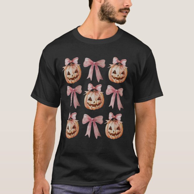 Camiseta Arco Coquette Pumpkin Jack O Latern Spooky, Estaçã (Frente)