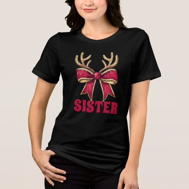 Camiseta Arco da Irmã Retro Natal Reindeer (Frente)