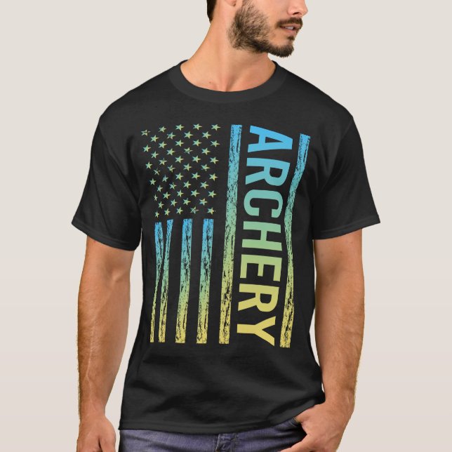 Camiseta Arco de bandeira gradiente Arqueiro Flecha Flechas (Frente)