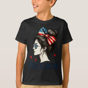 Camiseta Arco de Cabelo com Bandeira dos EUA Meninas Dom Ca