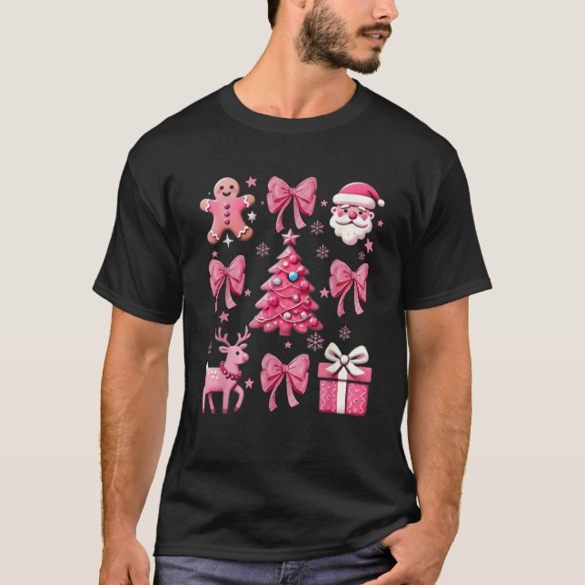 Camiseta Arco de coquete Design cor-de-rosa, -de-natal, mul (Frente)