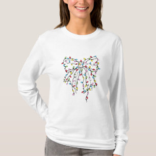 Camiseta Arco de coquetes das luzes da árvore natalina