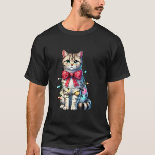 Camiseta Arco de Coquetes de Gato Curto Americano Bonito Na