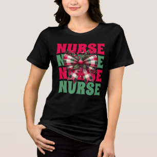 Camiseta Arco de Coquette da Enfermeira de Natal