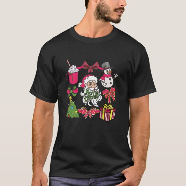 Camiseta Arco de Coquette de Santa Claus Rosa (Frente)