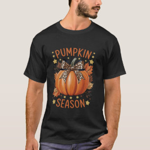 Camiseta Arco de Coquette Leopard Pumpkin outono outono