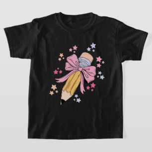 Camiseta Arco De Lápis De Coquete Rosa De Volta Aos Profess