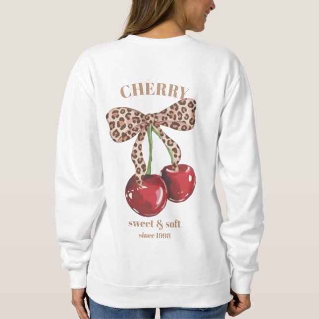 Camiseta Arco de Leopardo Retro Cereja Doce & Macio Desde S (Verso)