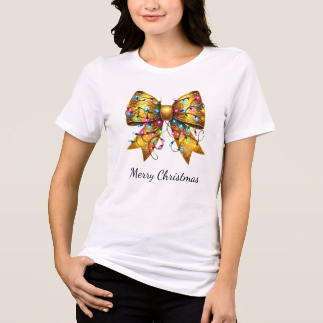 Camiseta Arco de Luzes de Natal Dourado Coquette (Frente)