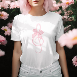 Camiseta Arco de Música Limpa Cor-de-rosa, Treble, Simples