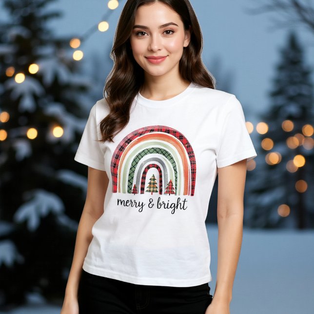 Camiseta Arco de Natal Arco-íris (Criador carregado)