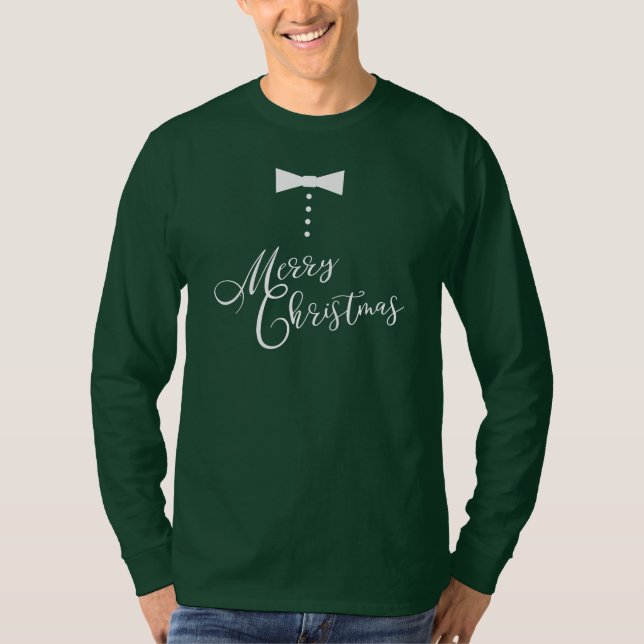 Camiseta Arco de Natal Festivo, Feliz Estilo Tuxedo (Frente)