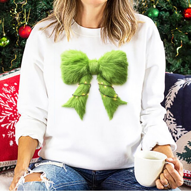 Camiseta Arco de Natal Verde Felpudo com Luzes (Criador carregado)