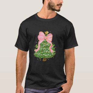 Camiseta Arco de Trendência de Bolo de Árvore de Natal rosa