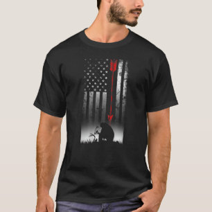 Camiseta Arco Deer Caçando Bandeira Americana Para Caça Ao