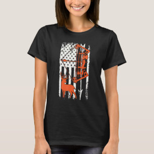 Camiseta Arco Deer Caçando Bandeira Americana Para Caça Ao