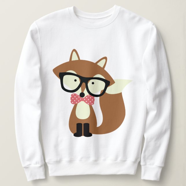 Camiseta Arco, empate e óculos, Hipster, Raposa castanha (Frente do Design)