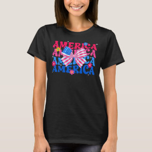 Camiseta Arco floral americano 4 de julho patriótico
